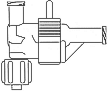 Delta-Flow™ II T Configuration 3cc flush device with Snap Tab™. Clear, white caps and clip. Model 150-202