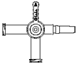 Four-way luer slip, stopcock, clear. Model 450-463